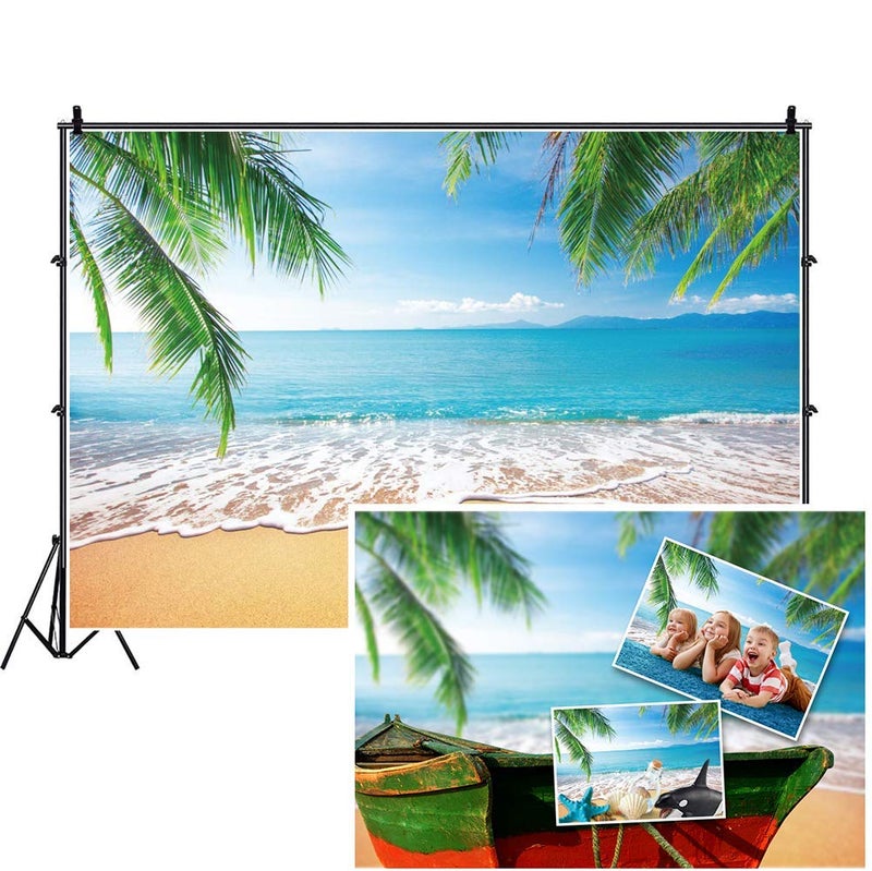 DASHAN 7x5ft Tropical Beach Backdrop Ocean Hawaiian Luau Background Party Decorations Summer Sea Sandy Palm Tree Photography Background Wedding Bridal Shower Nautical Photo Prop - Image 4